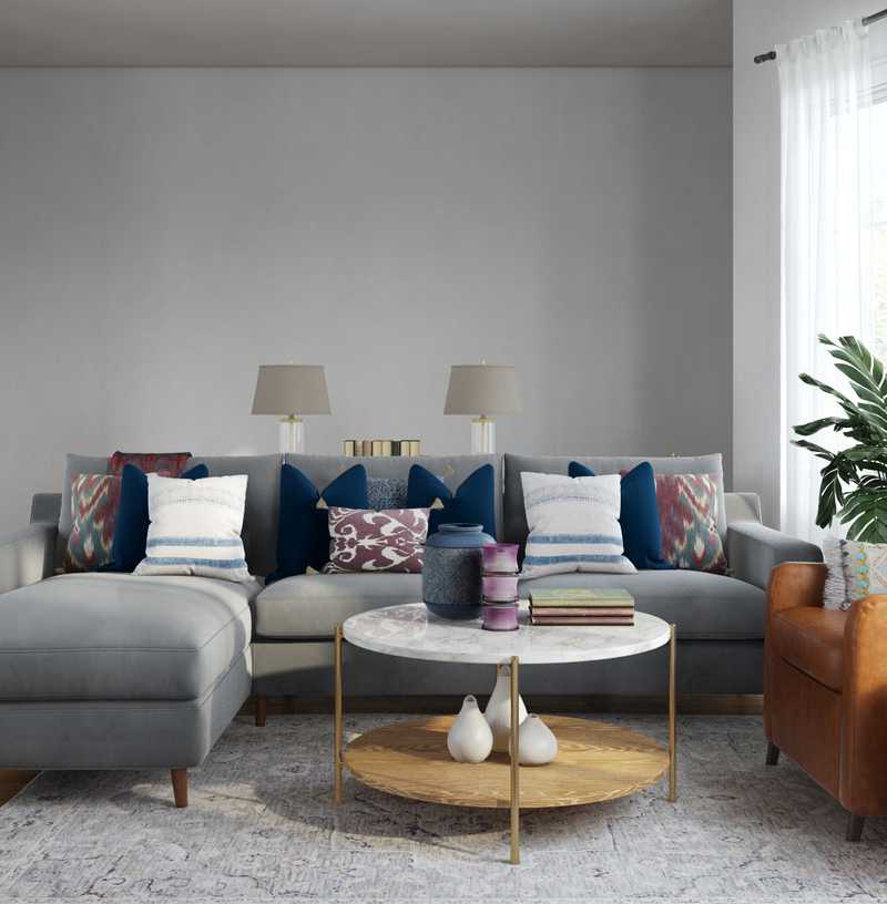 Modern, Bohemian, Global Living Room Design by Havenly Interior Designer Jennifer