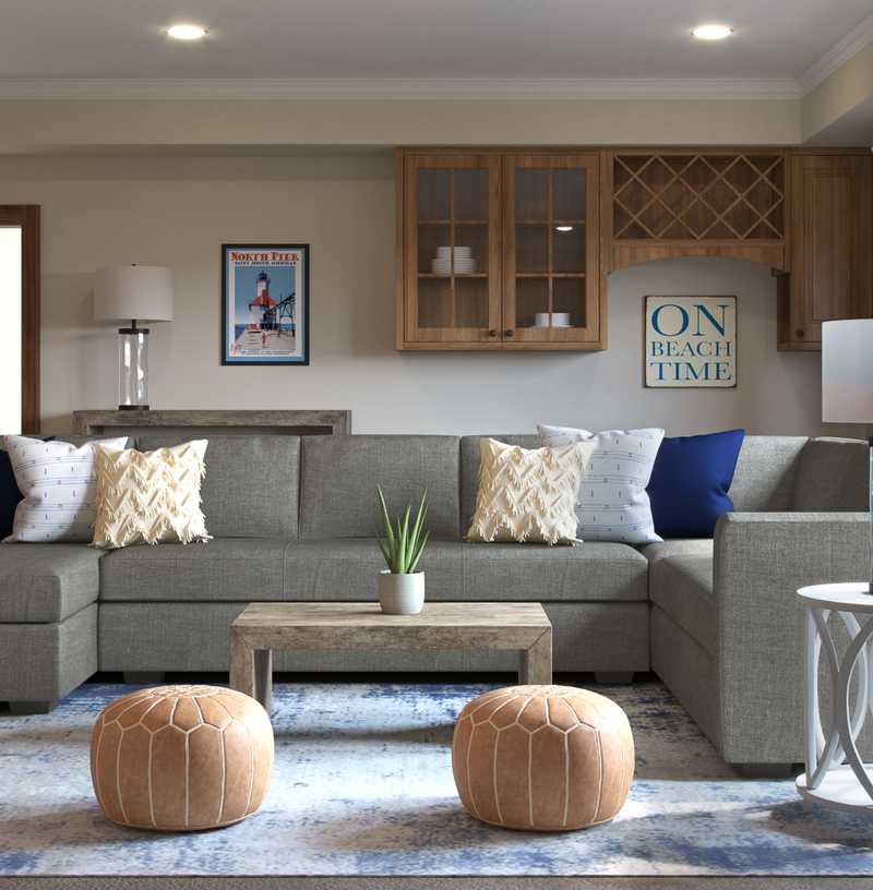 Contemporary, Classic, Coastal Living Room Design by Havenly Interior Designer Rachel