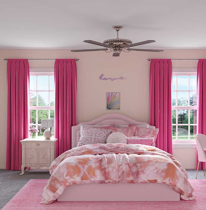 Bohemian, Glam, Preppy Bedroom Design by Havenly Interior Designer Samantha