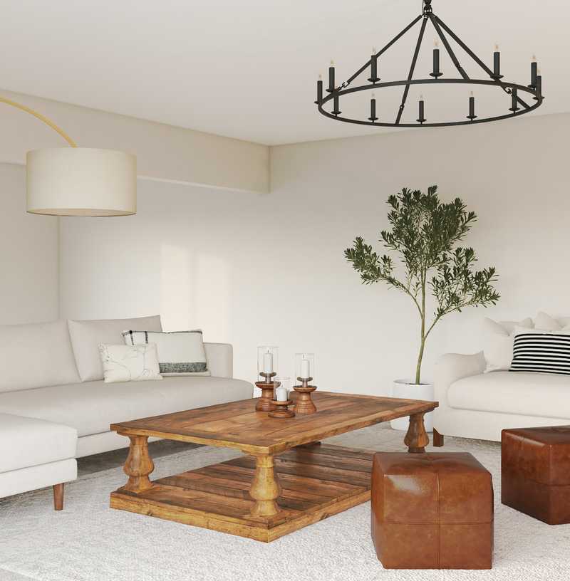 Farmhouse, Midcentury Modern Living Room Design by Havenly Interior Designer Olivia