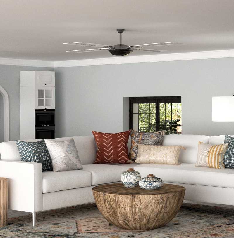 Bohemian, Coastal, Rustic Living Room Design by Havenly Interior Designer Robyn