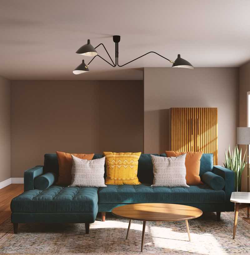 Bohemian, Midcentury Modern Living Room Design by Havenly Interior Designer Shirley
