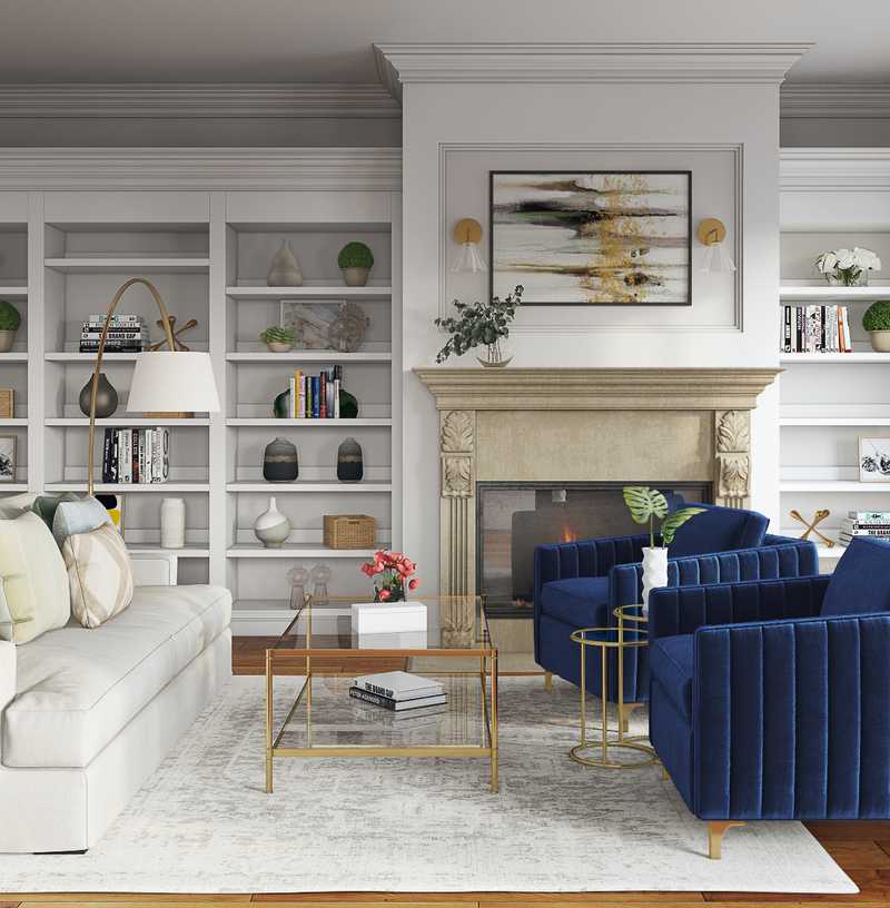 Modern, Glam, Vintage Living Room Design by Havenly Interior Designer Natalie