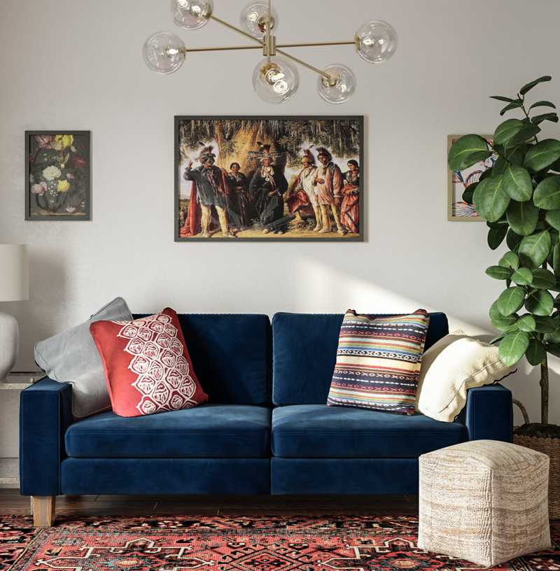 Eclectic, Bohemian, Midcentury Modern Office Design by Havenly Interior Designer Samantha