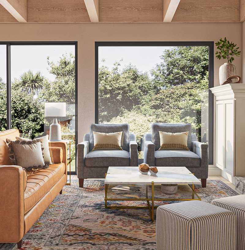 Contemporary, Bohemian, Transitional, Scandinavian Living Room Design by Havenly Interior Designer Emily