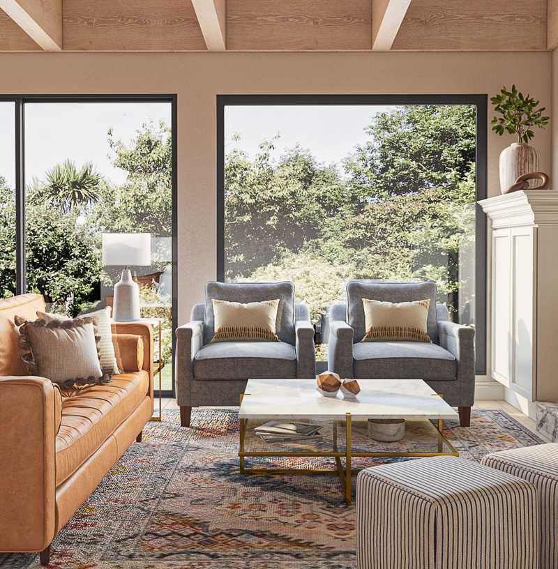 Contemporary, Bohemian, Transitional, Scandinavian Living Room Design by Havenly Interior Designer Emily