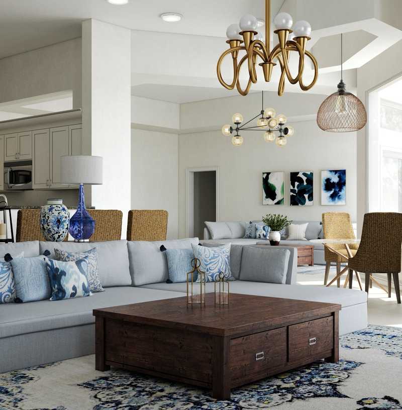 Modern, Coastal, Rustic Living Room Design by Havenly Interior Designer Haley