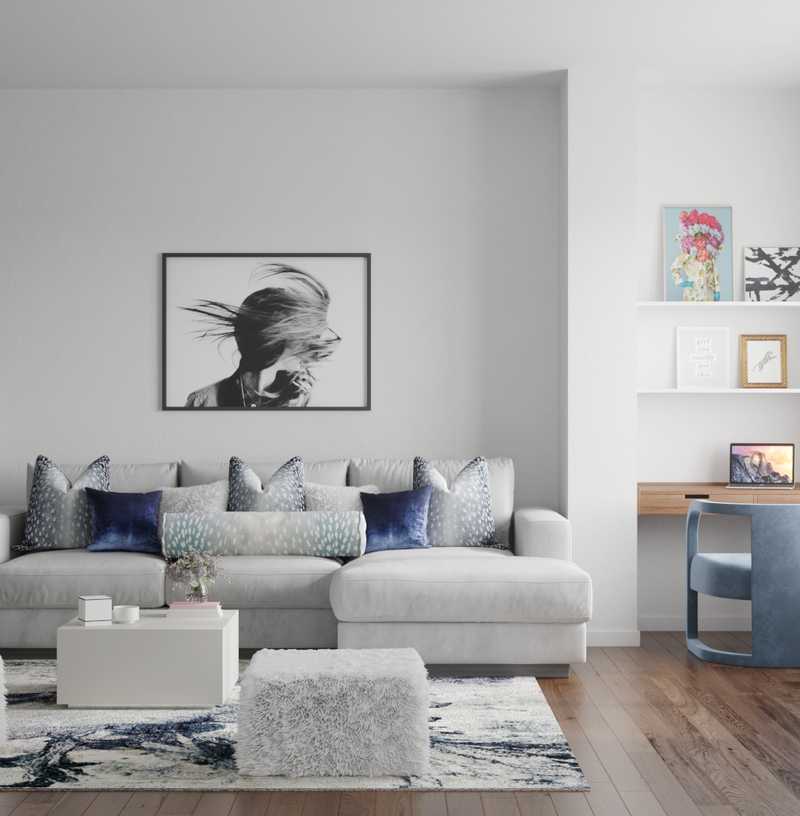 Contemporary, Glam, Preppy, Scandinavian Living Room Design by Havenly Interior Designer Jenna