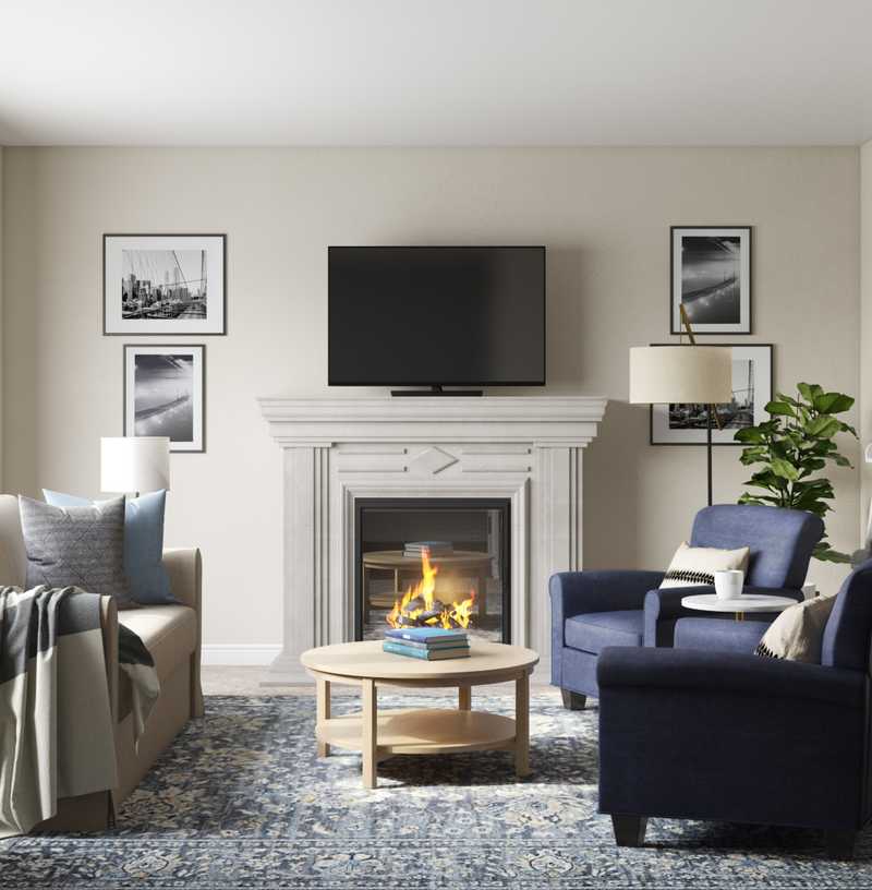 Traditional, Farmhouse Living Room Design by Havenly Interior Designer Sarah