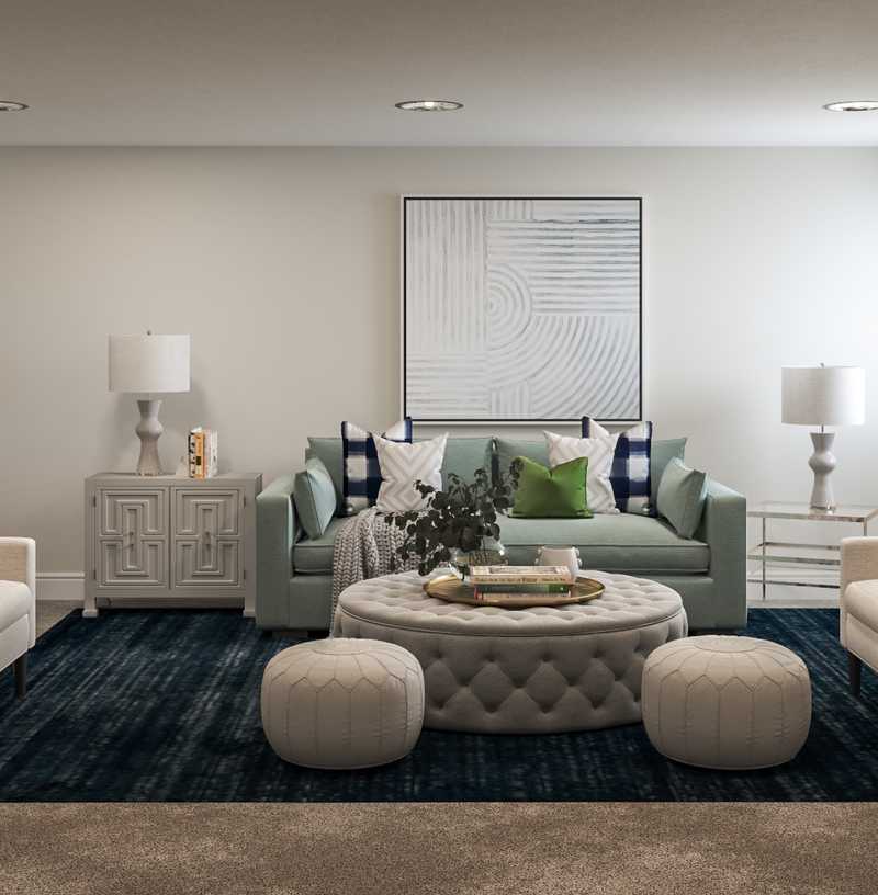 Glam, Preppy Living Room Design by Havenly Interior Designer Hannah