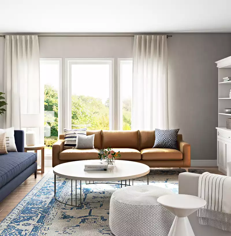 Eclectic, Coastal, Midcentury Modern Living Room Design by Havenly Interior Designer Yoseika
