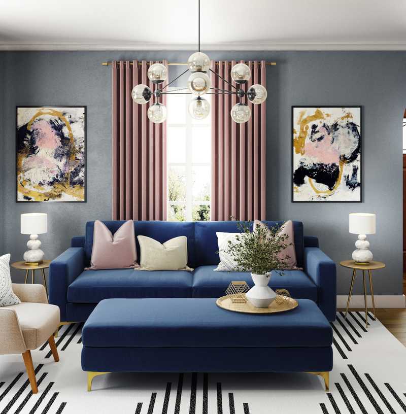 Glam Living Room Design by Havenly Interior Designer Alicia
