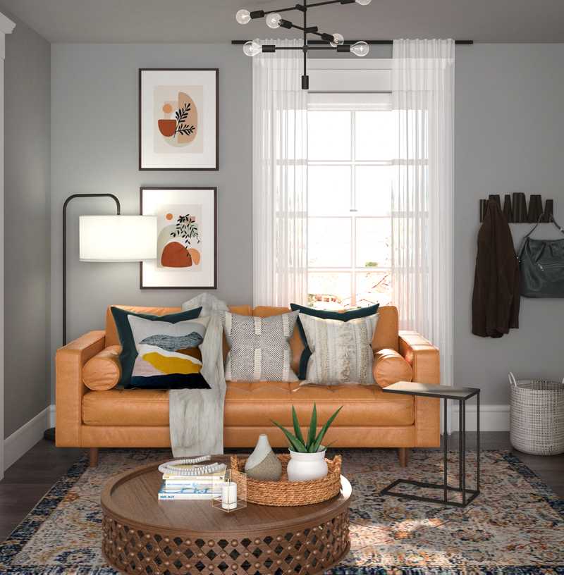 Bohemian, Midcentury Modern Living Room Design by Havenly Interior Designer Kaitlin