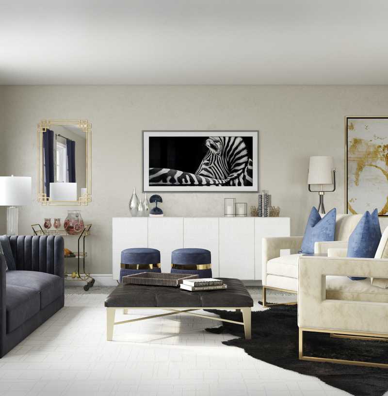 Glam Living Room Design by Havenly Interior Designer Pradnya