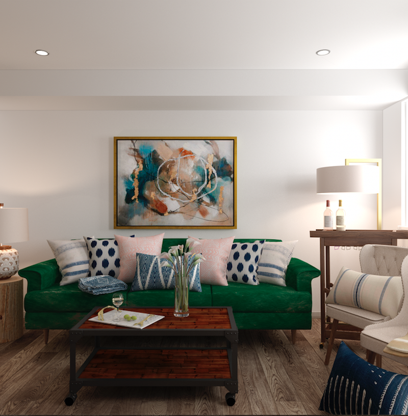 Contemporary, Industrial, Midcentury Modern Living Room Design by Havenly Interior Designer Melissa