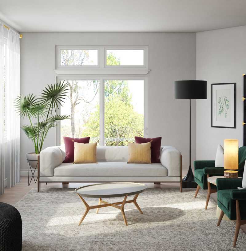Bohemian, Midcentury Modern Living Room Design by Havenly Interior Designer Morgan