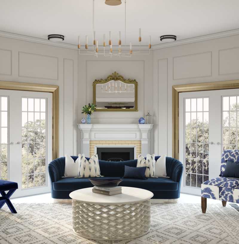 Coastal, Transitional Living Room Design by Havenly Interior Designer Sandra