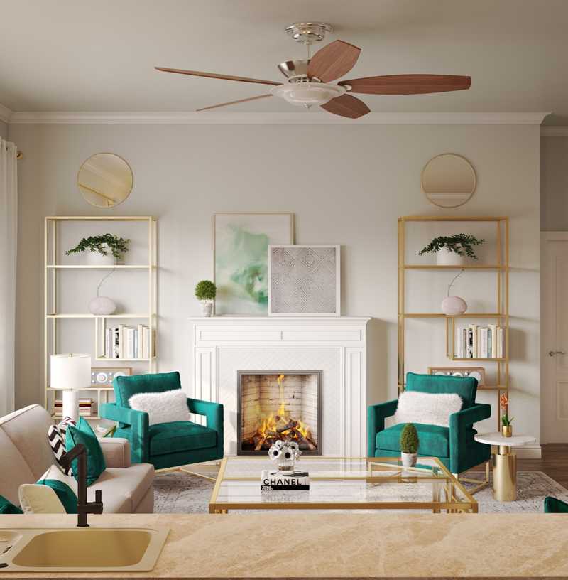 Contemporary, Glam Living Room Design by Havenly Interior Designer Adrian