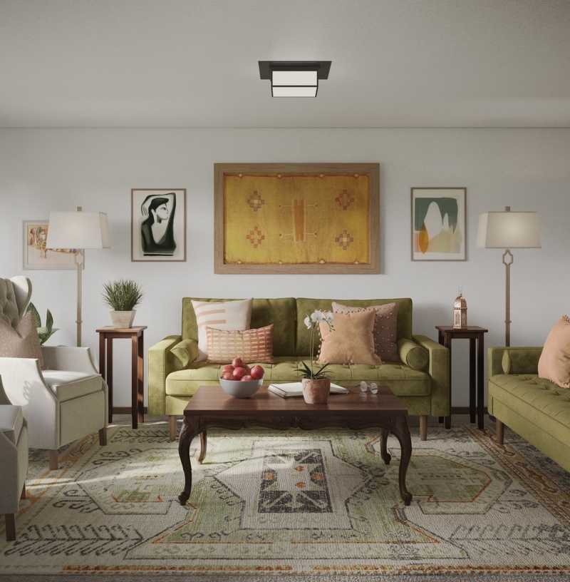 Classic, Bohemian, Vintage, Global Living Room Design by Havenly Interior Designer Maggie