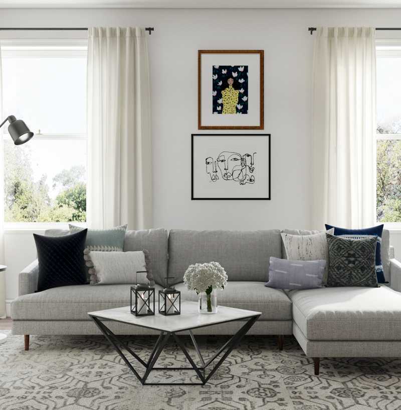 Modern, Minimal Living Room Design by Havenly Interior Designer Stephanie