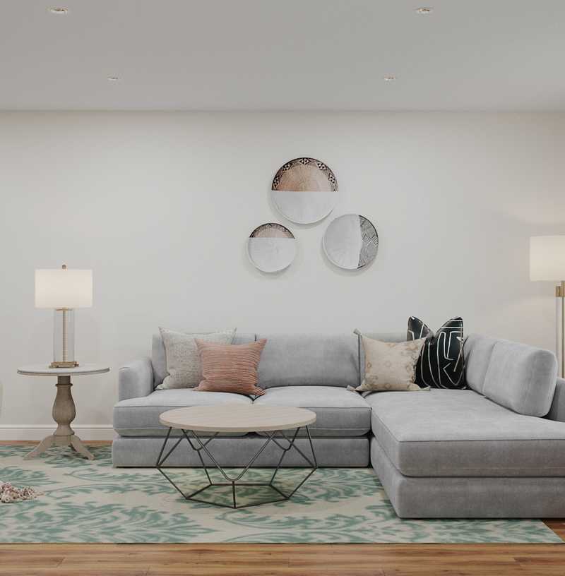 Contemporary, Eclectic, Bohemian, Glam, Global Living Room Design by Havenly Interior Designer Victoria