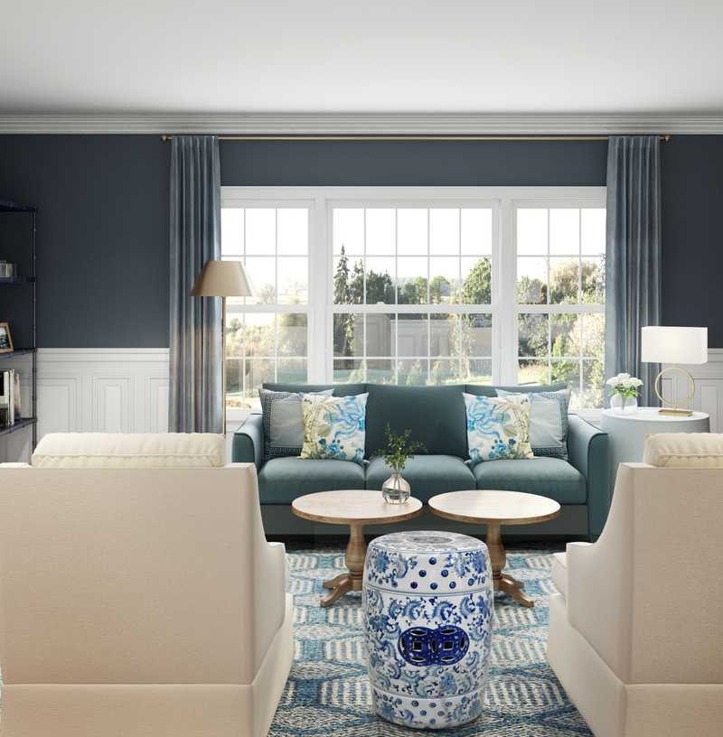 Classic, Traditional, Preppy Living Room Design by Havenly Interior Designer Brooke