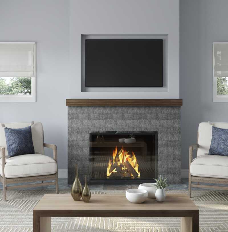 Coastal, Transitional Living Room Design by Havenly Interior Designer Elizabeth