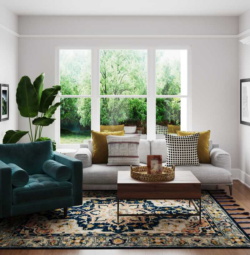 Eclectic, Bohemian, Midcentury Modern Living Room Design by Havenly Interior Designer Alexandra