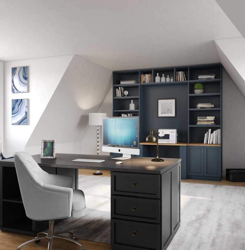 Contemporary, Traditional Office Design by Havenly Interior Designer Anna