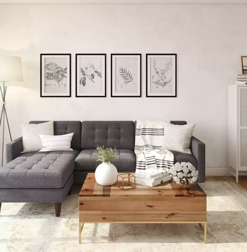 Contemporary, Classic, Farmhouse, Transitional Living Room Design by Havenly Interior Designer Sarah