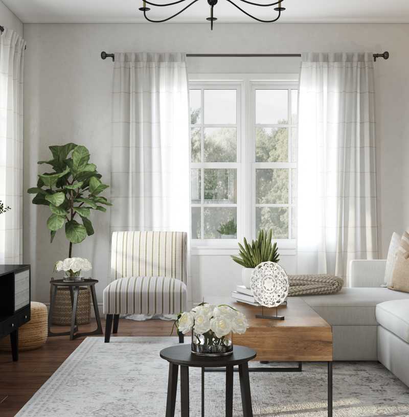 Coastal, Farmhouse, Transitional Living Room Design by Havenly Interior Designer Kacey