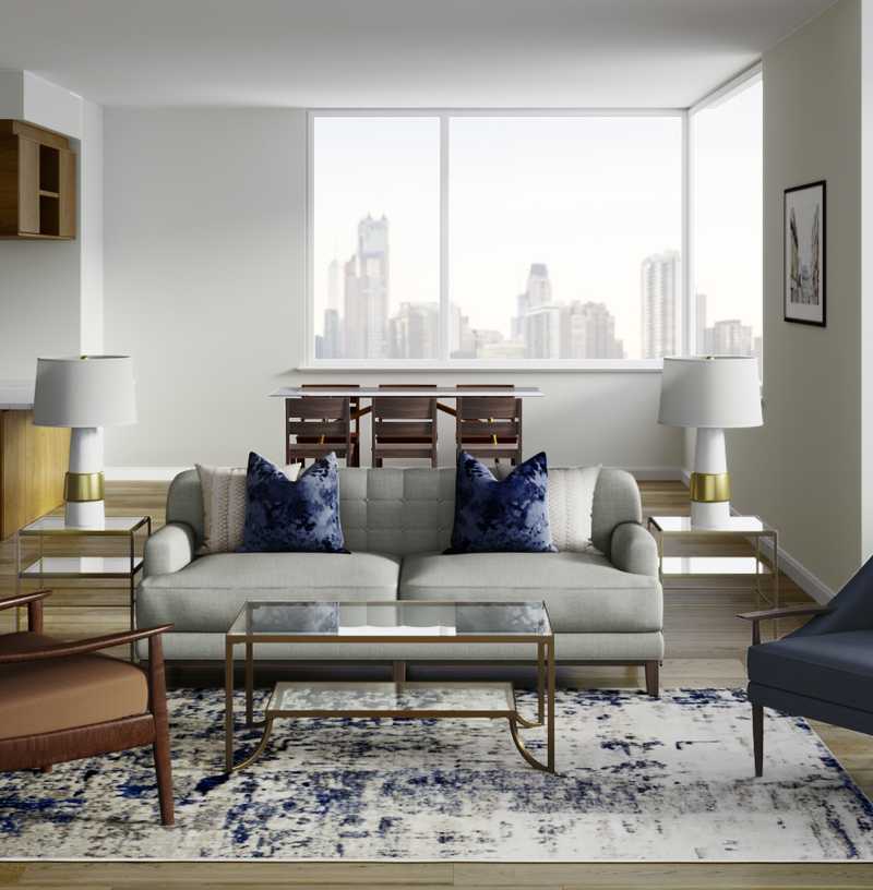 Glam, Transitional, Midcentury Modern Living Room Design by Havenly Interior Designer Megan