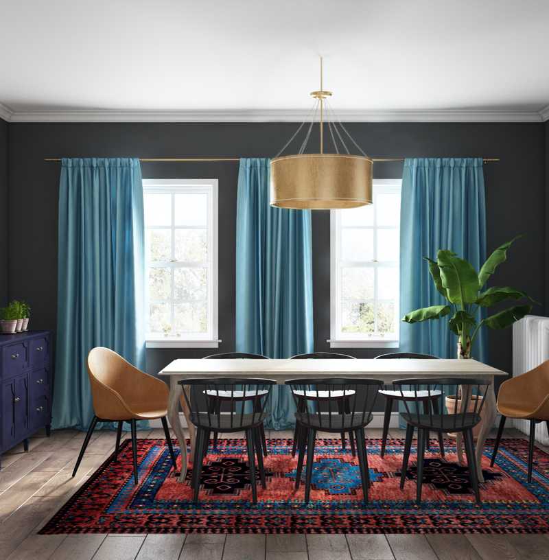 Bohemian, Midcentury Modern Dining Room Design by Havenly Interior Designer Isabella