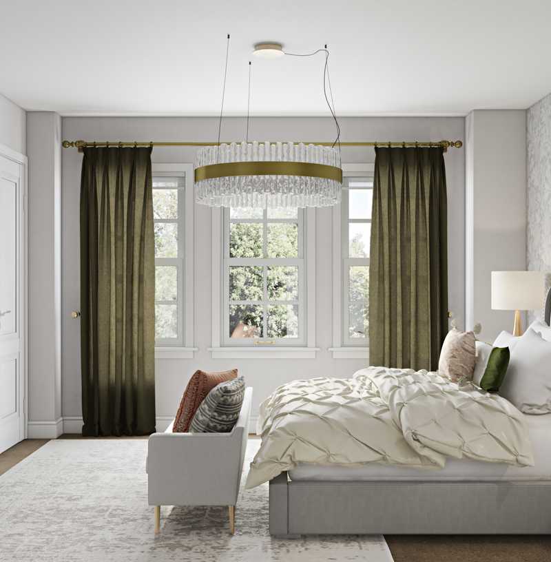 Bohemian, Glam, Preppy Bedroom Design by Havenly Interior Designer Sable