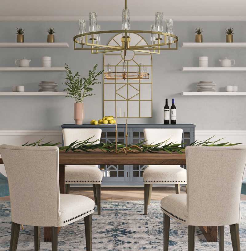 Modern, Bohemian, Coastal, Glam, Traditional, Farmhouse Dining Room Design by Havenly Interior Designer Natalie