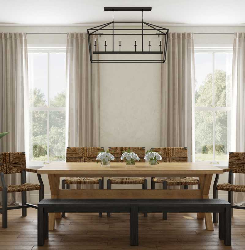 Farmhouse, Transitional Dining Room Design by Havenly Interior Designer Whitney