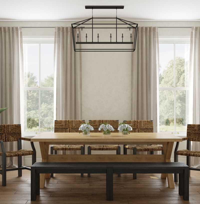 Farmhouse, Transitional Dining Room Design by Havenly Interior Designer Whitney