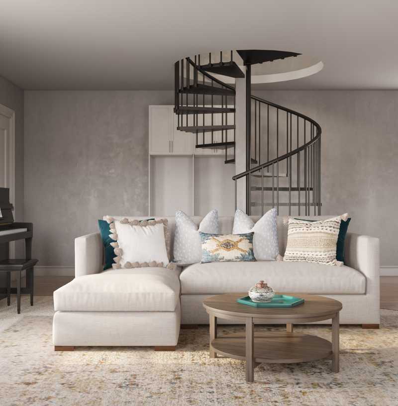 Eclectic, Bohemian, Global, Midcentury Modern Living Room Design by Havenly Interior Designer Jennifer