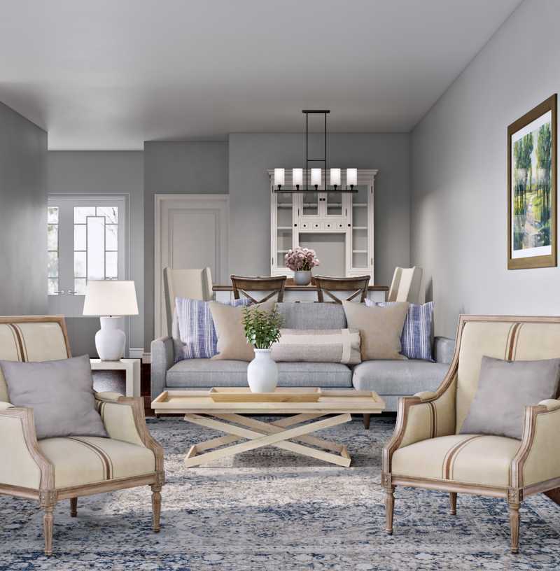 Coastal, Traditional Living Room Design by Havenly Interior Designer Sophia