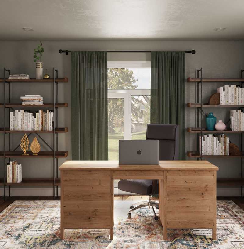 Glam, Farmhouse, Transitional Office Design by Havenly Interior Designer Natalie