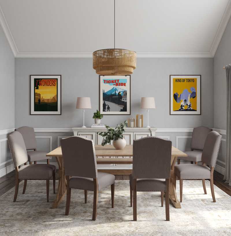 Bohemian, Traditional Dining Room Design by Havenly Interior Designer Stephanie