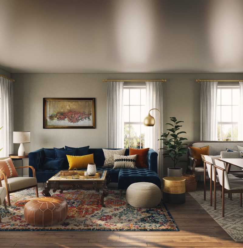 Eclectic, Bohemian, Midcentury Modern Living Room Design by Havenly Interior Designer Alexandra