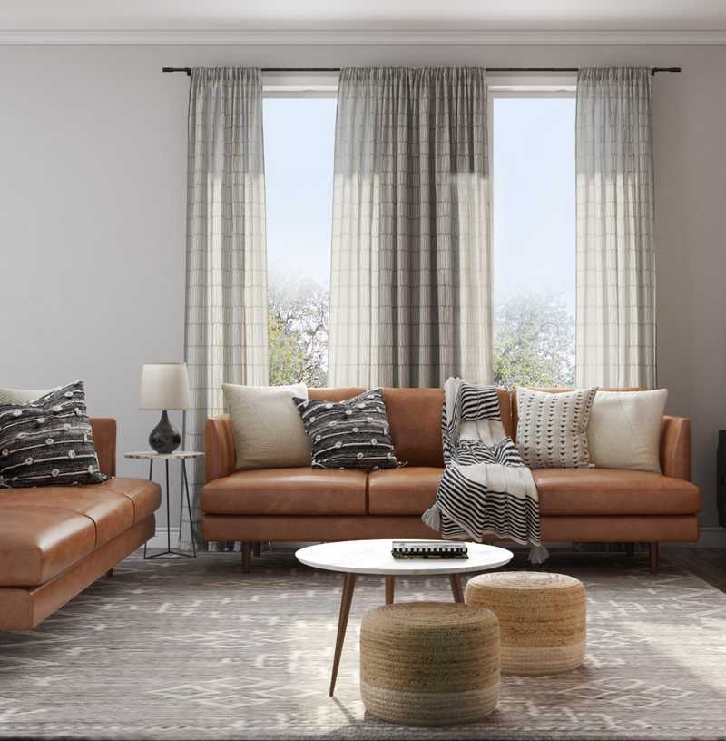 Bohemian, Midcentury Modern Living Room Design by Havenly Interior Designer Rachel