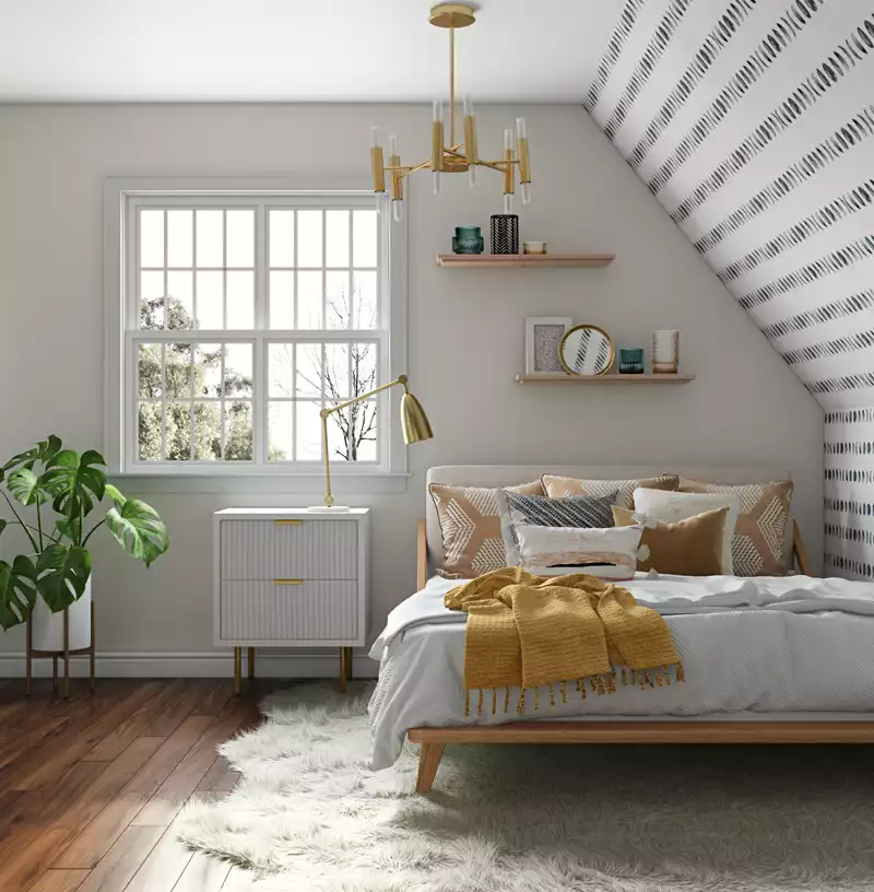 Eclectic, Glam, Midcentury Modern Bedroom Design by Havenly Interior Designer McKenzie