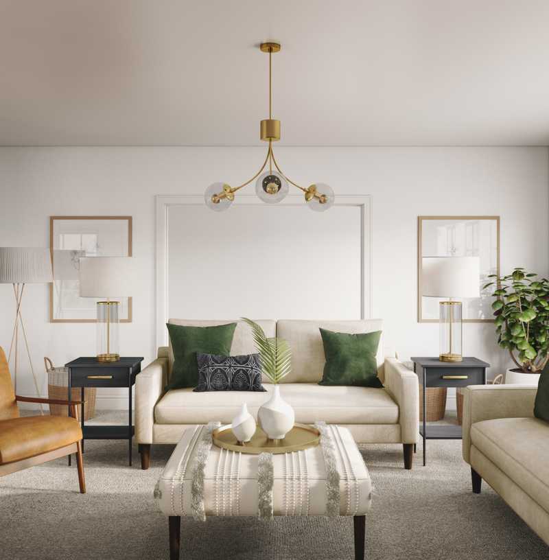 Contemporary, Bohemian, Midcentury Modern Living Room Design by Havenly Interior Designer McKenzie
