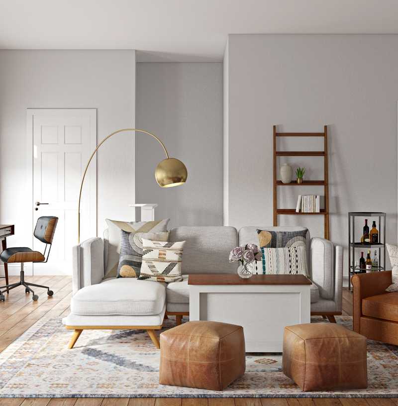 Bohemian, Rustic, Midcentury Modern Living Room Design by Havenly Interior Designer Janice