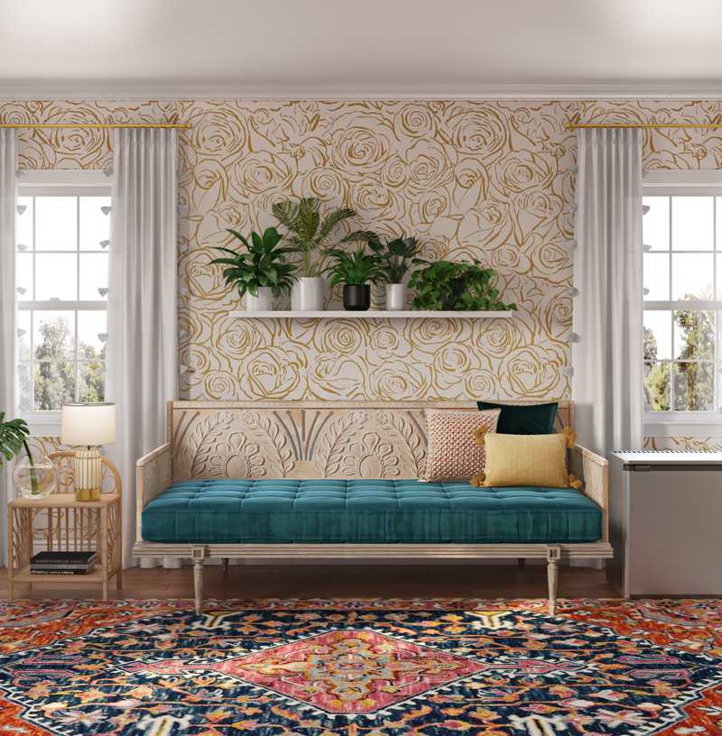 Eclectic, Bohemian, Glam, Global, Midcentury Modern Bedroom Design by Havenly Interior Designer Christine