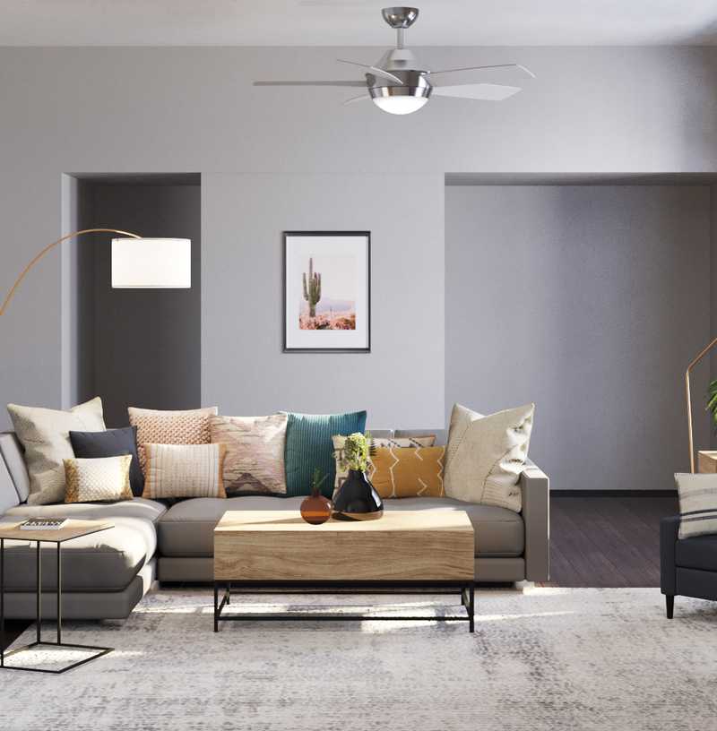 Bohemian, Midcentury Modern Living Room Design by Havenly Interior Designer Olivia