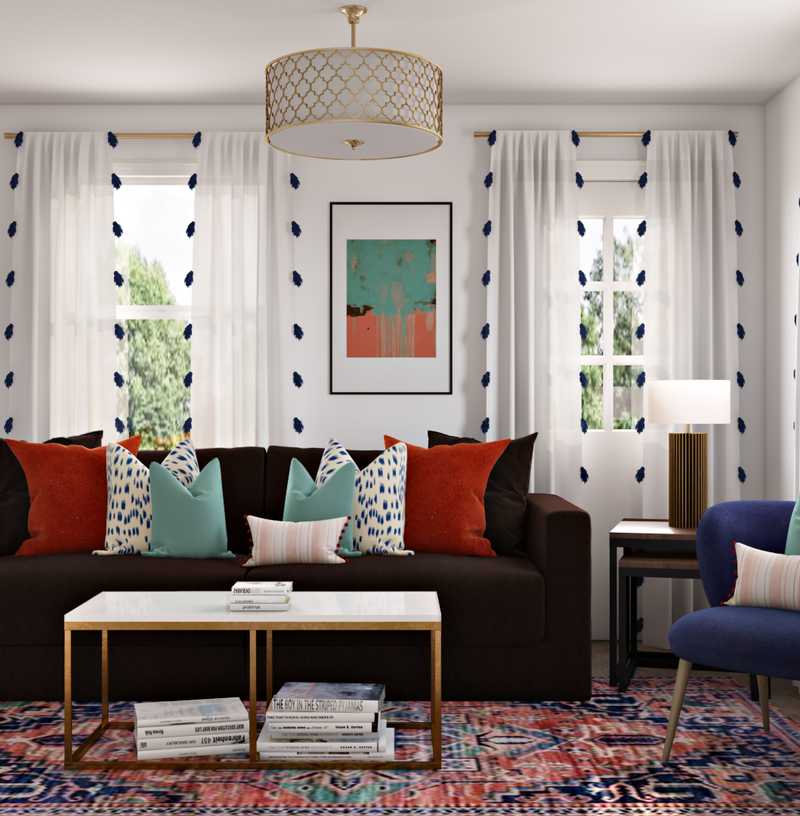 Contemporary, Preppy Living Room Design by Havenly Interior Designer Sandra