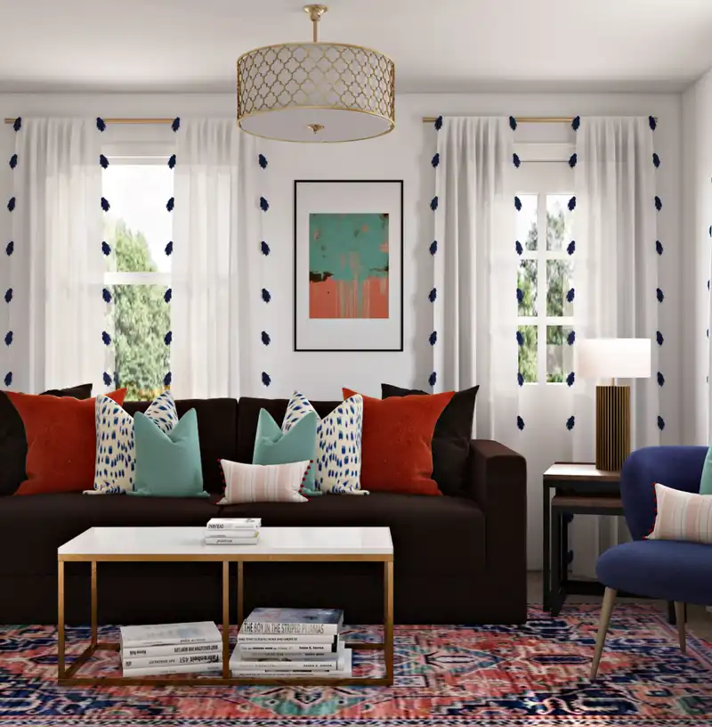 Contemporary, Preppy Living Room Design by Havenly Interior Designer Sandra